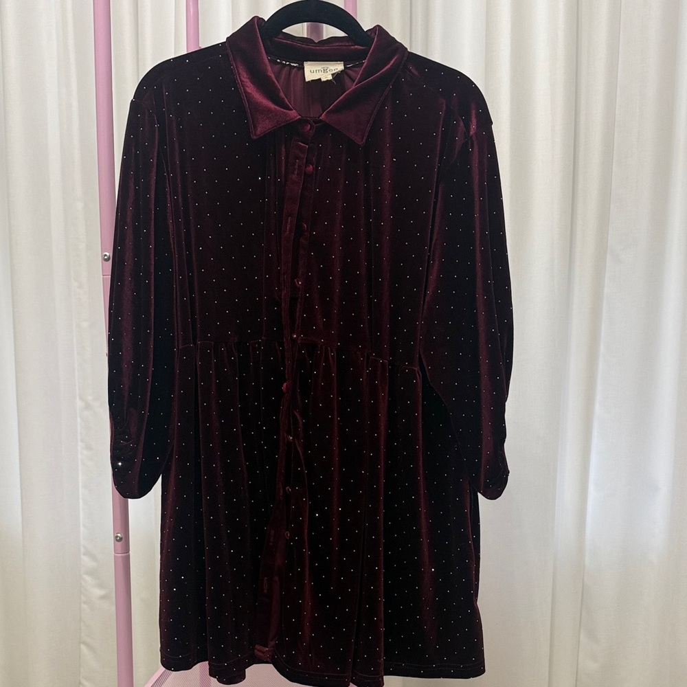 Umgee Maroon Velvet Dress